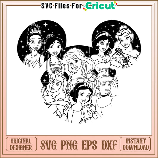 Disney Princesses Mickey Mouse SVG Cut File
