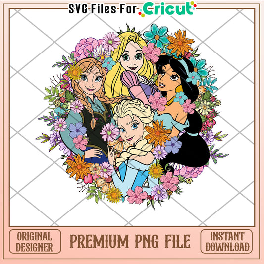 Disney Princesses PNG Floral Wreath