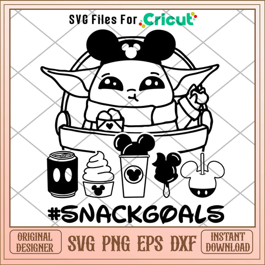 Disney Snacks Baby Yoda black Svg, The Mandalorian  svg, digital download