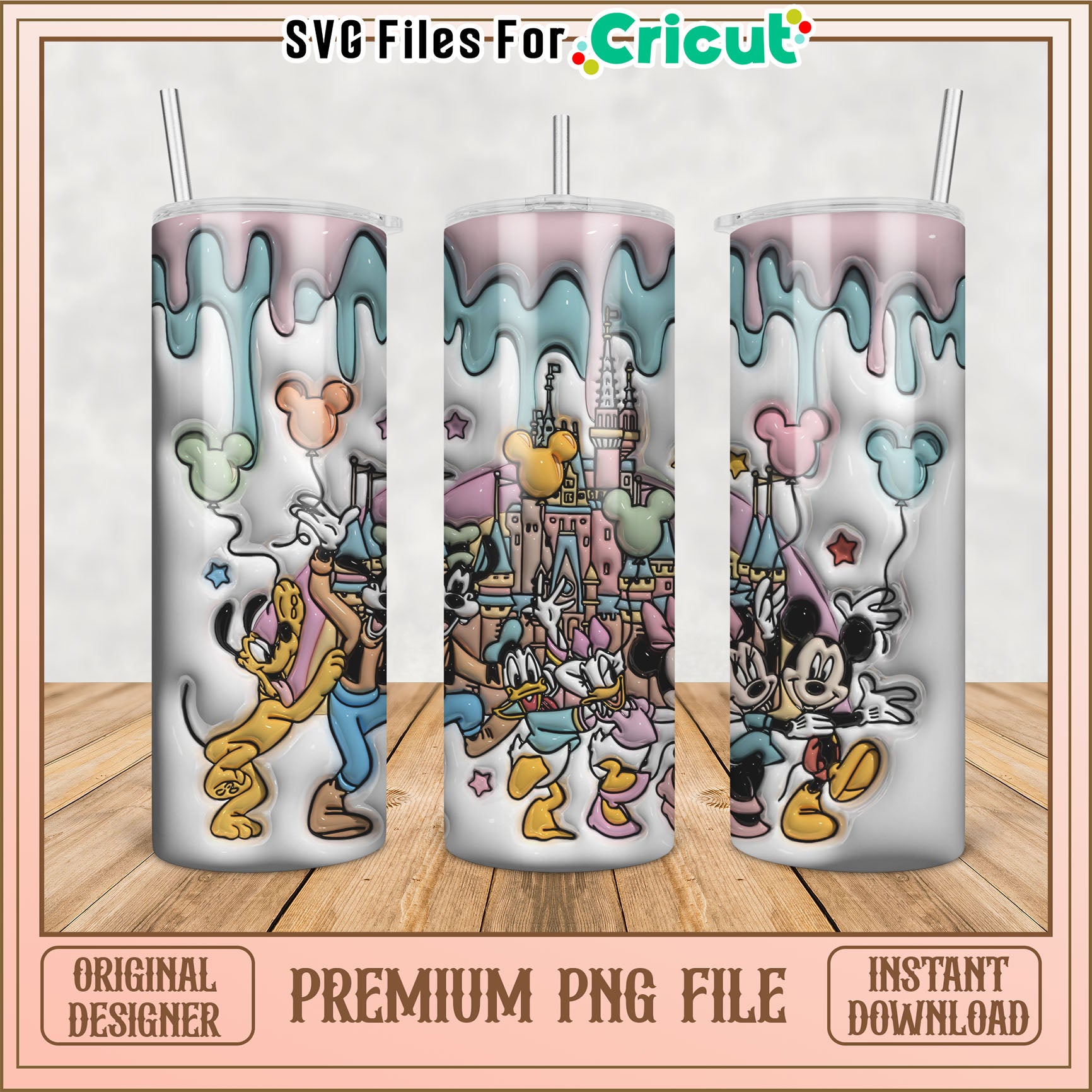 Disney Tumbler Design PNG File for Cricut Instant Download Art
