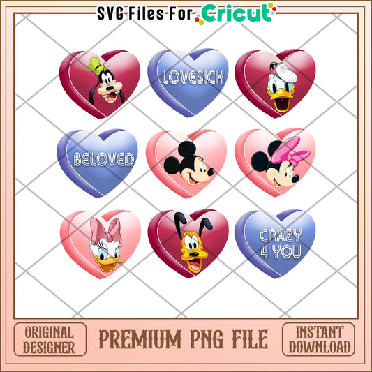 Disney Valentine Hearts PNG Sublimation