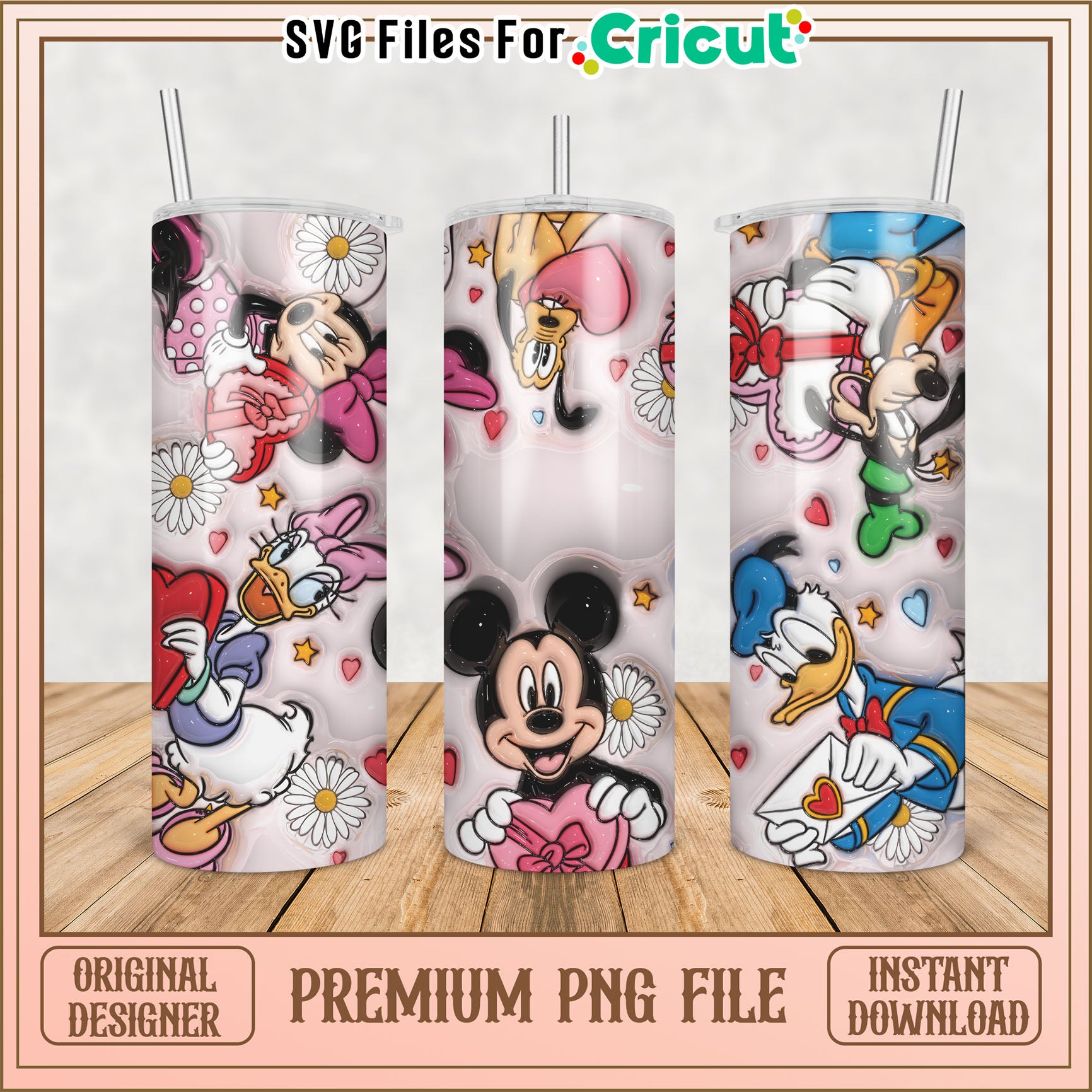 Disney Valentines Tumbler PNG Design