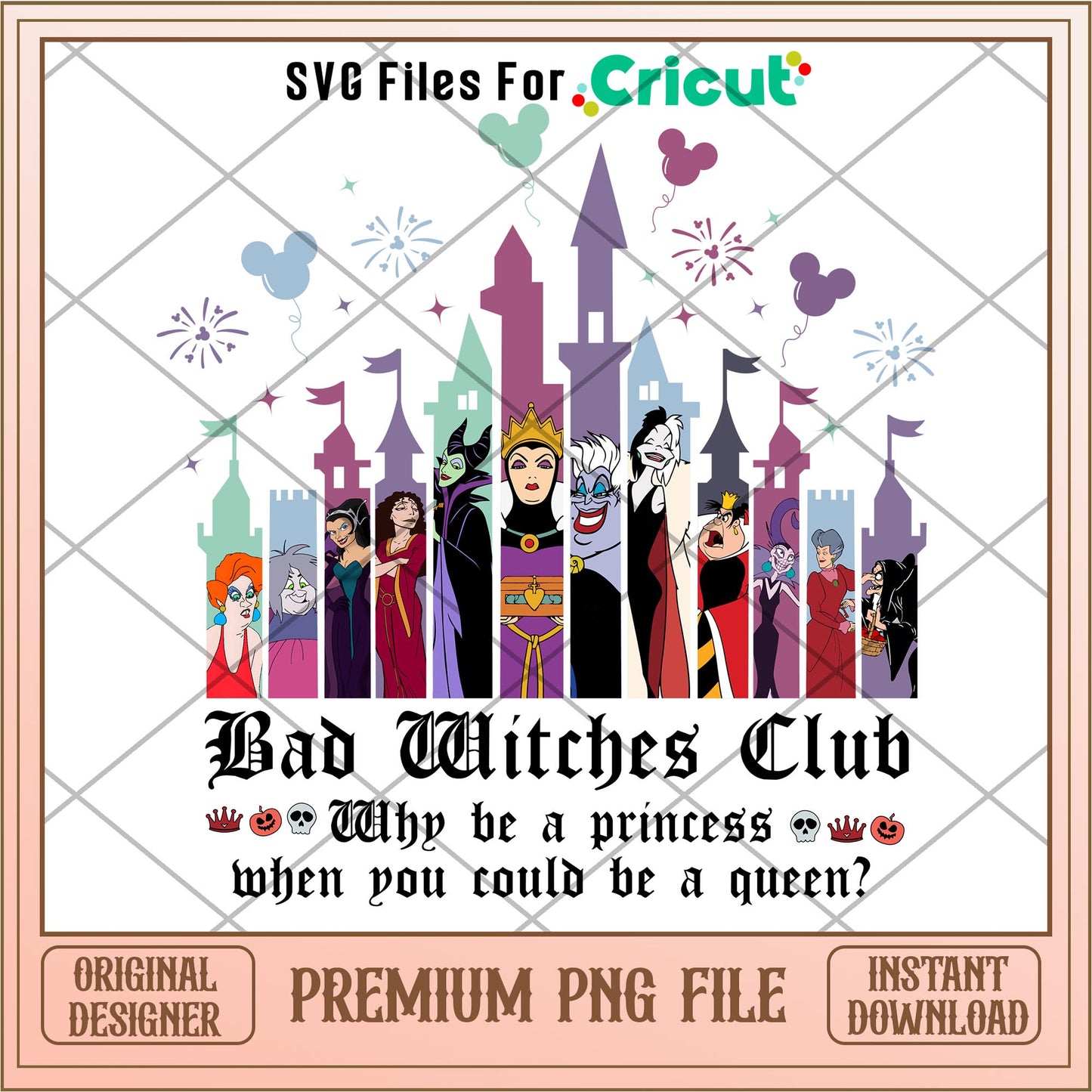Disney Villains Bad Witches Club png, Disney characters png, Digital Download