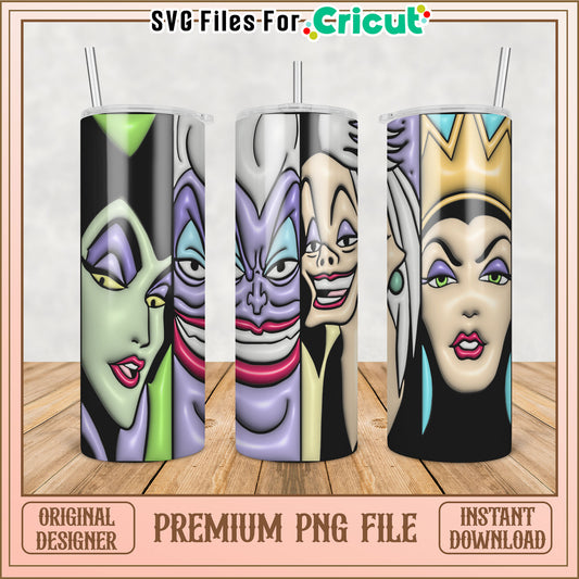 Disney Villains Tumbler PNG Design