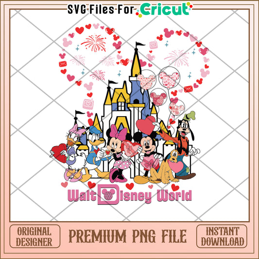 Disney World Characters Love Hearts PNG Instant Download