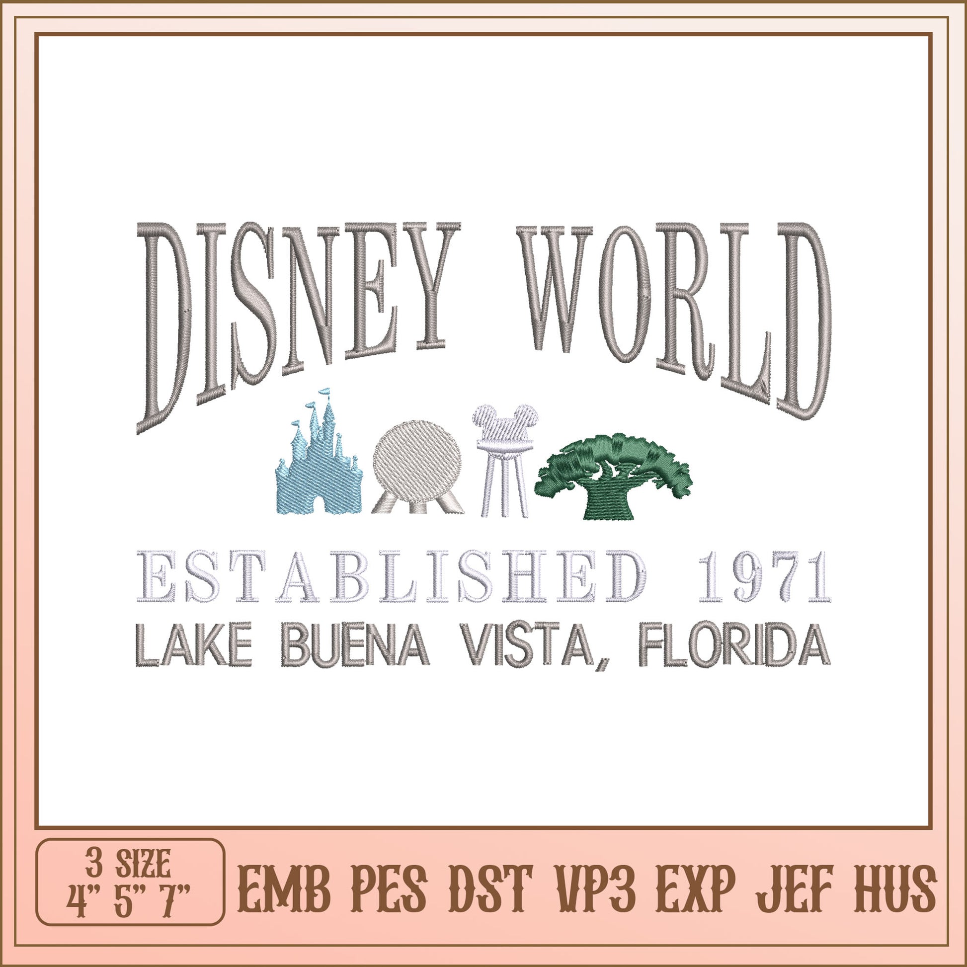 Disney World Embroidery Design