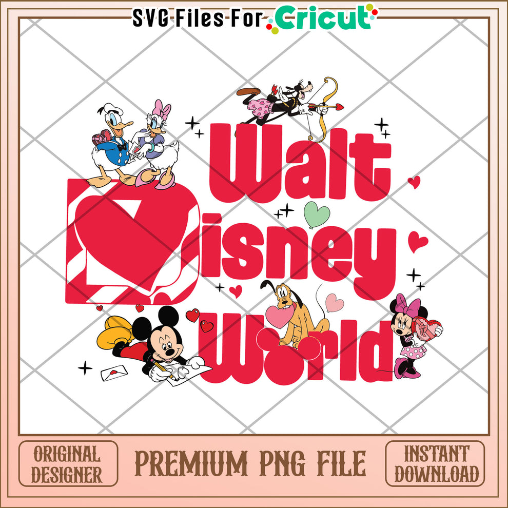 Disney World Valentines PNG Design – svg files for cricut