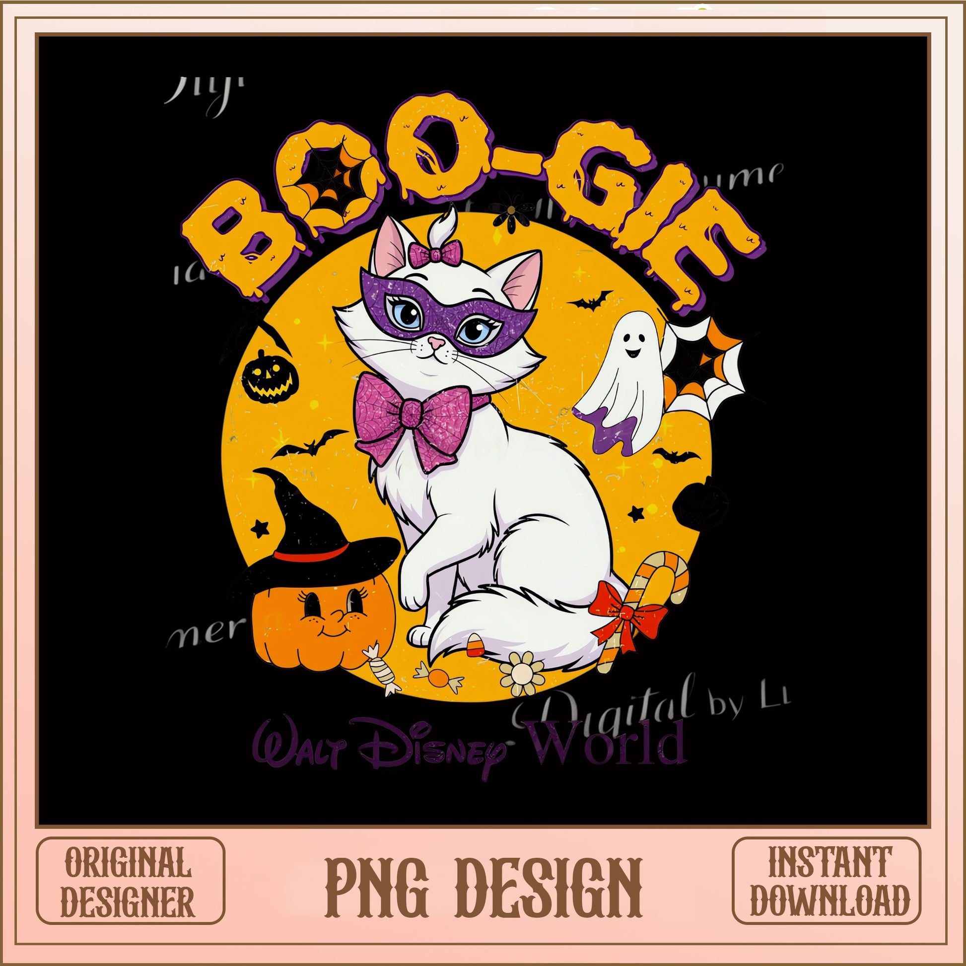 Disney Aristocats Halloween PNG, Cute Marie Cat Boogie, Retro Halloween PNG