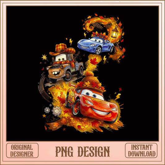 Disney Cars Fall Autumn PNG, Lightning McQueen Mater PNG, Thanksgiving PNG