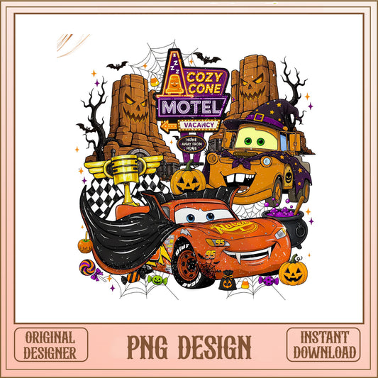Disney Cars Halloween PNG, Lightning McQueen Mater Cozy Cone, Halloween PNG