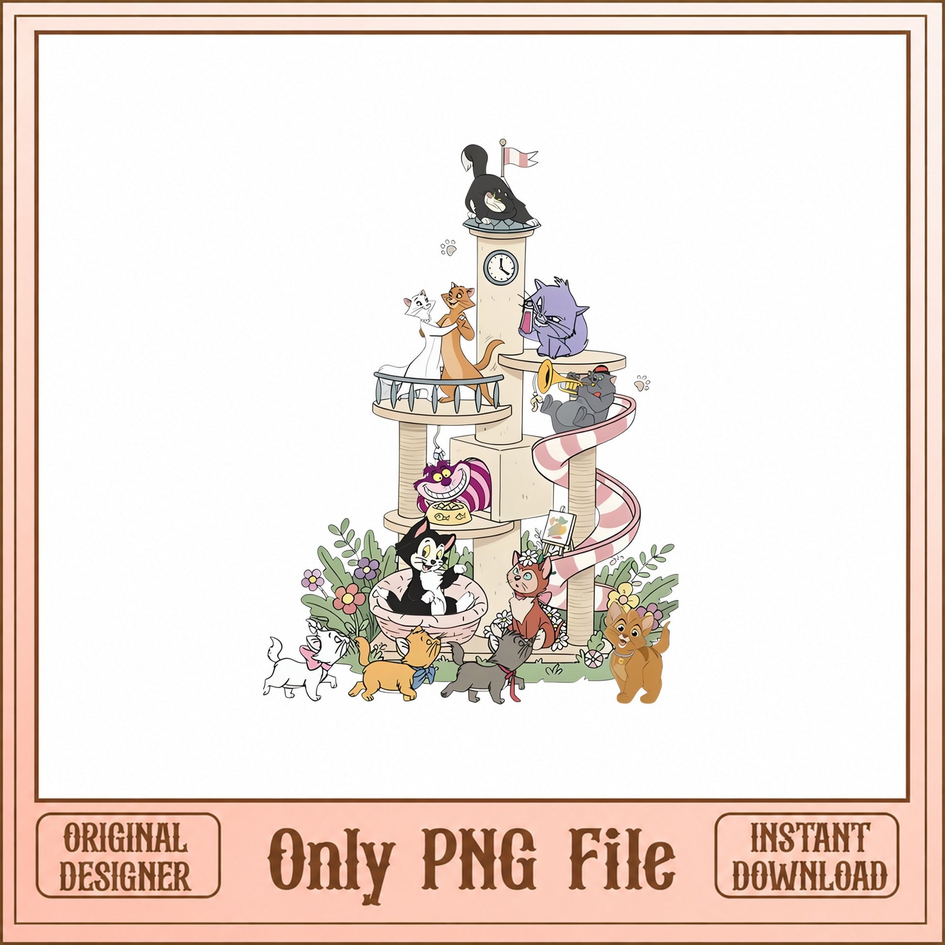 Disney Cats Christmas Tree PNG, Aristocats Marie, Cheshire Cat PNG