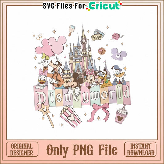 Disney Characters Castle Bundle PNG, Mickey Minnie Goofy, PNG