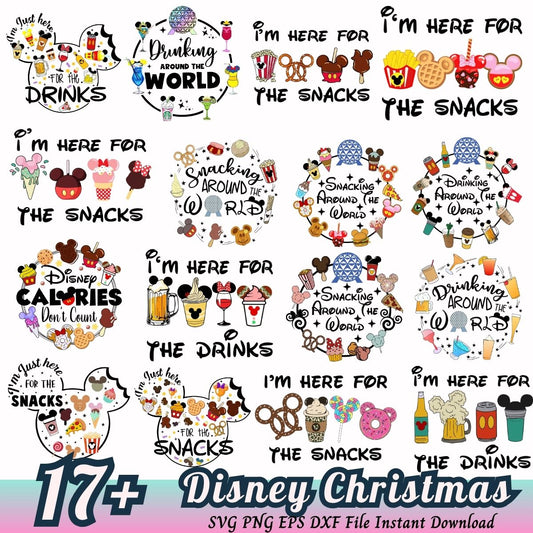 Disney Christmas Snack and drink svg bundle, Disney Christmas bundle