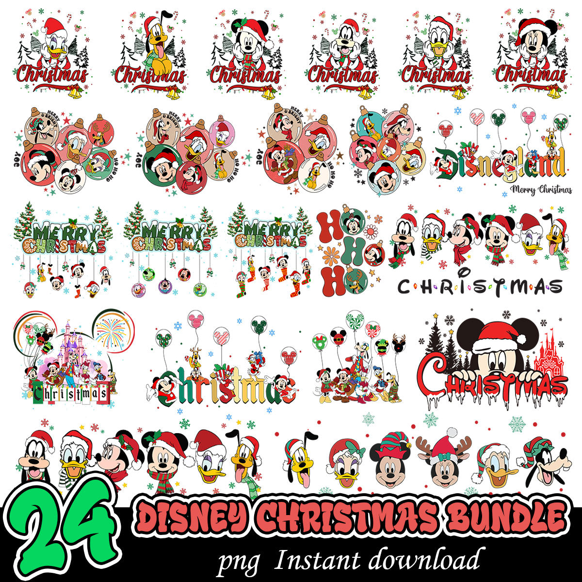 Disney Friends Christmas Bundle PNG, Disney Christmas bundle