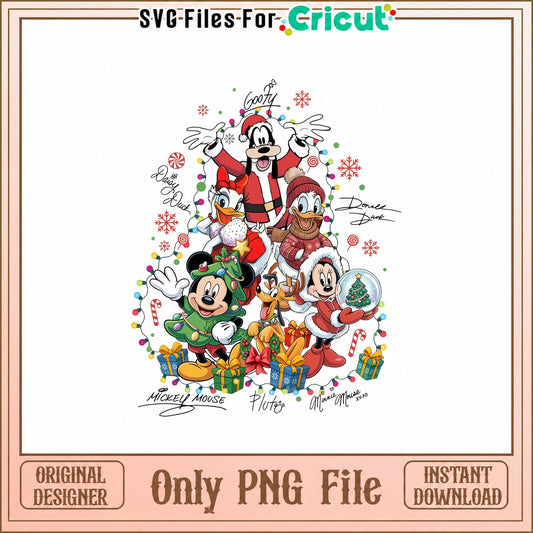 Disney Christmas Tree SVG, Mickey And Friends, Holiday PNG