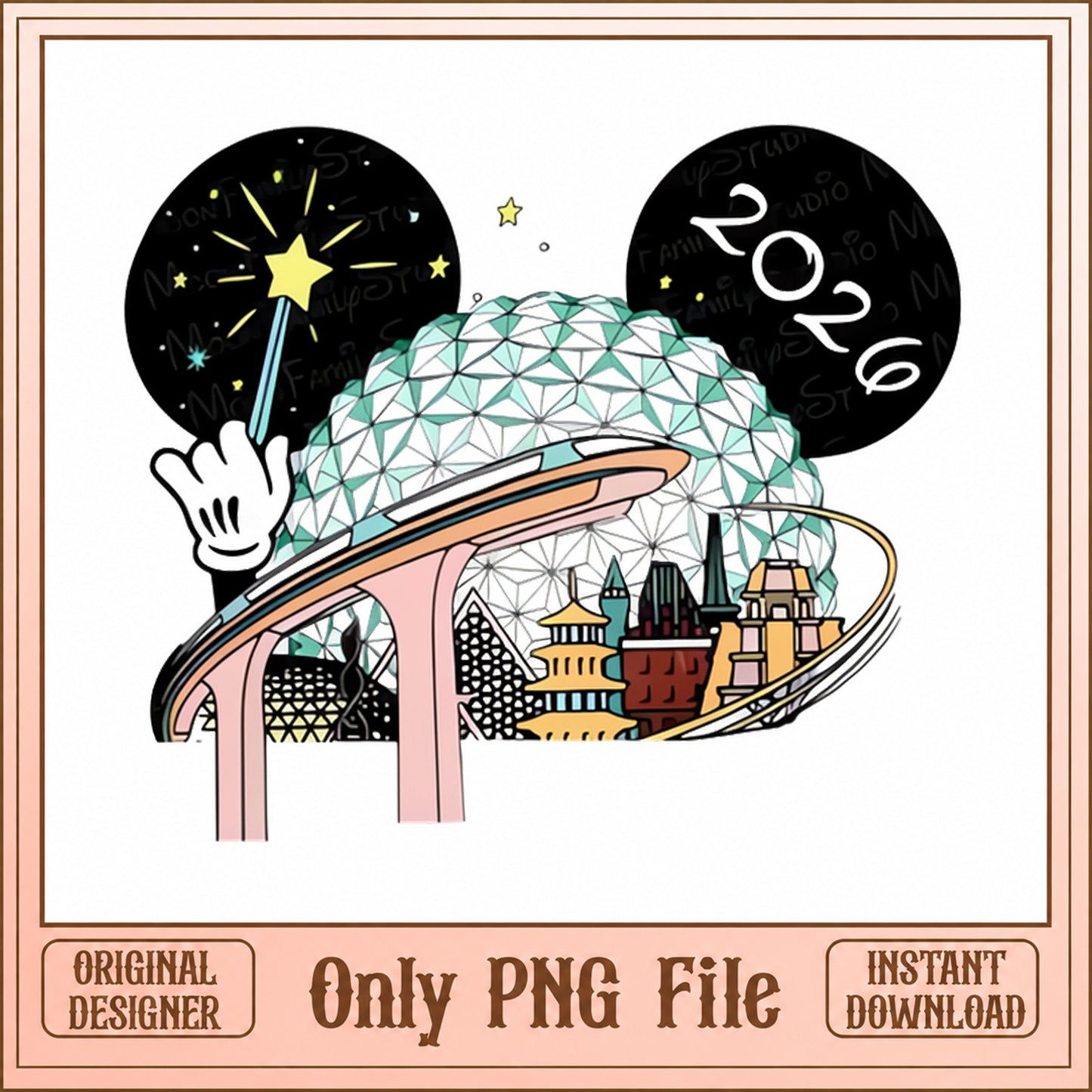 Disney Epcot 2026 Mickey Ears PNG, Magic Wand, Theme Park PNG