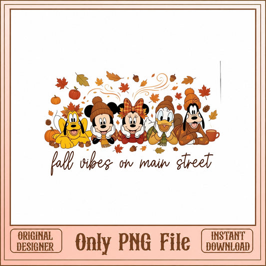 Disney Fall Vibes On Main Street PNG, Mickey And Friends, Autumn PNG