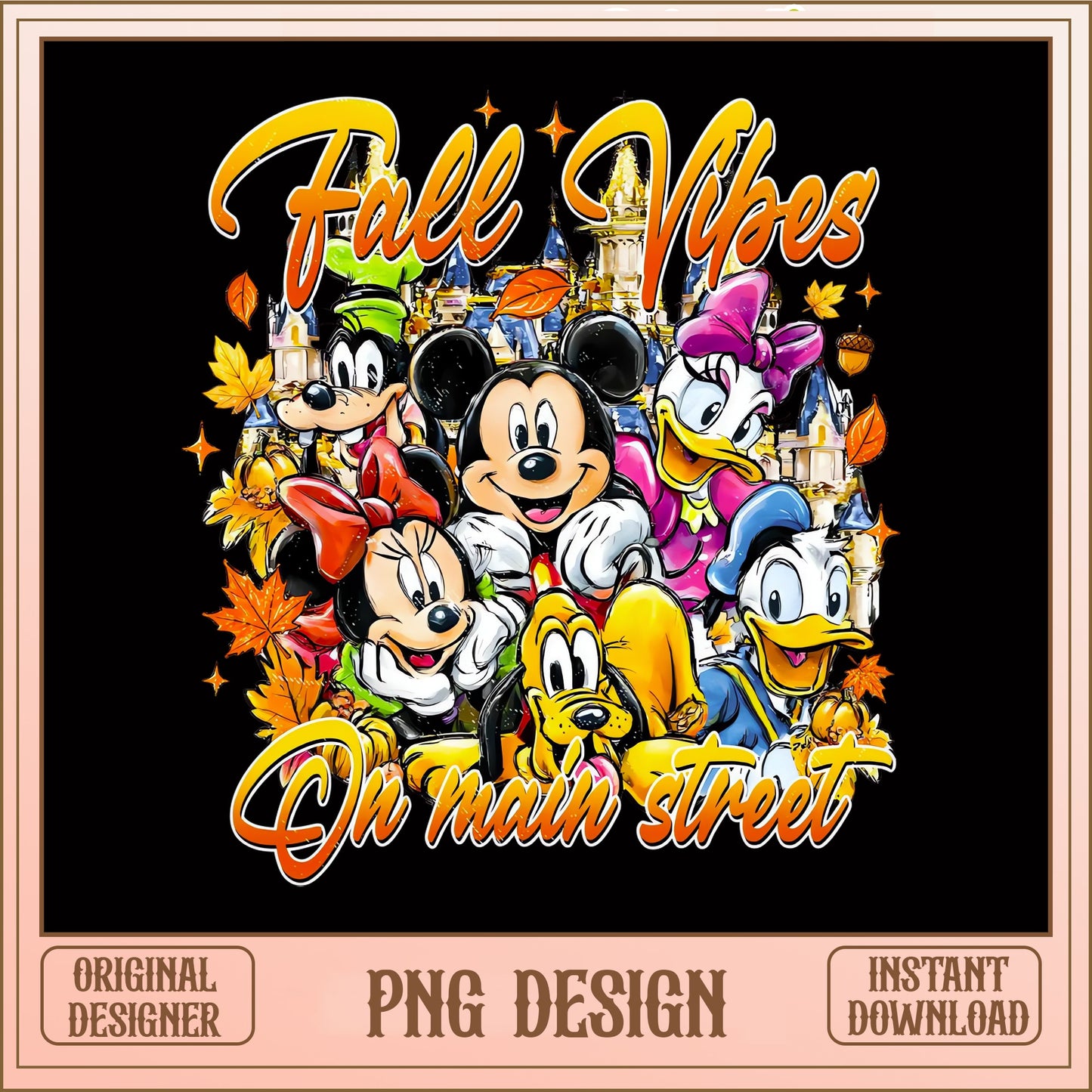 Disney Fall Vibes On Main Street PNG, Mickey And Friends PNG, Autumn PNG