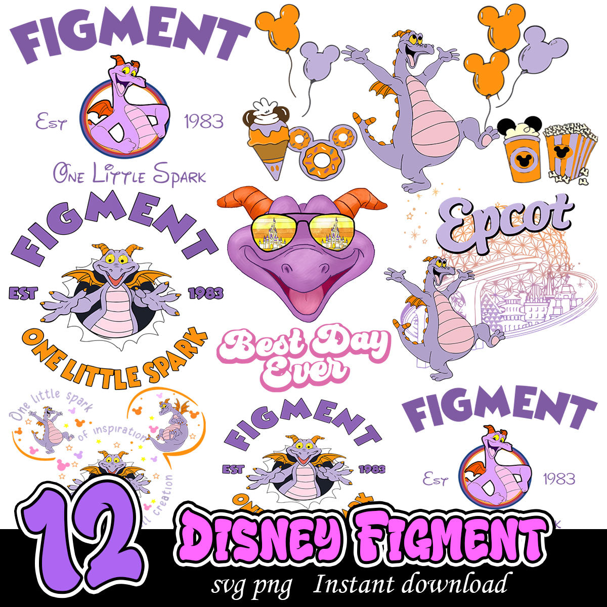 Disney Figment bundle svg, Disney cartoon movies svg bundle