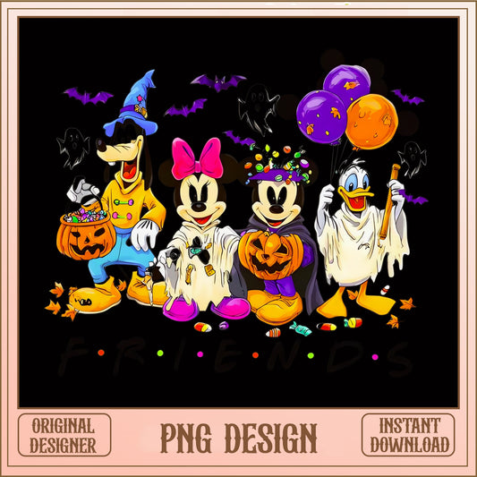 Disney Friends Halloween PNG, Mickey Minnie Trick Or Treat, Spooky Disney Characters PNG