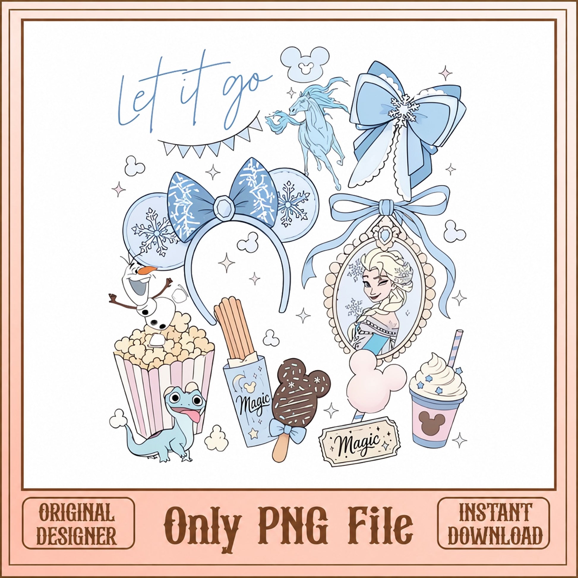 Disney Frozen Elsa SVG Bundle, Mickey Mouse Ears, Let It Go PNG
