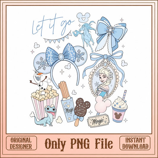 Disney Frozen Elsa SVG Bundle, Mickey Mouse Ears, Let It Go PNG