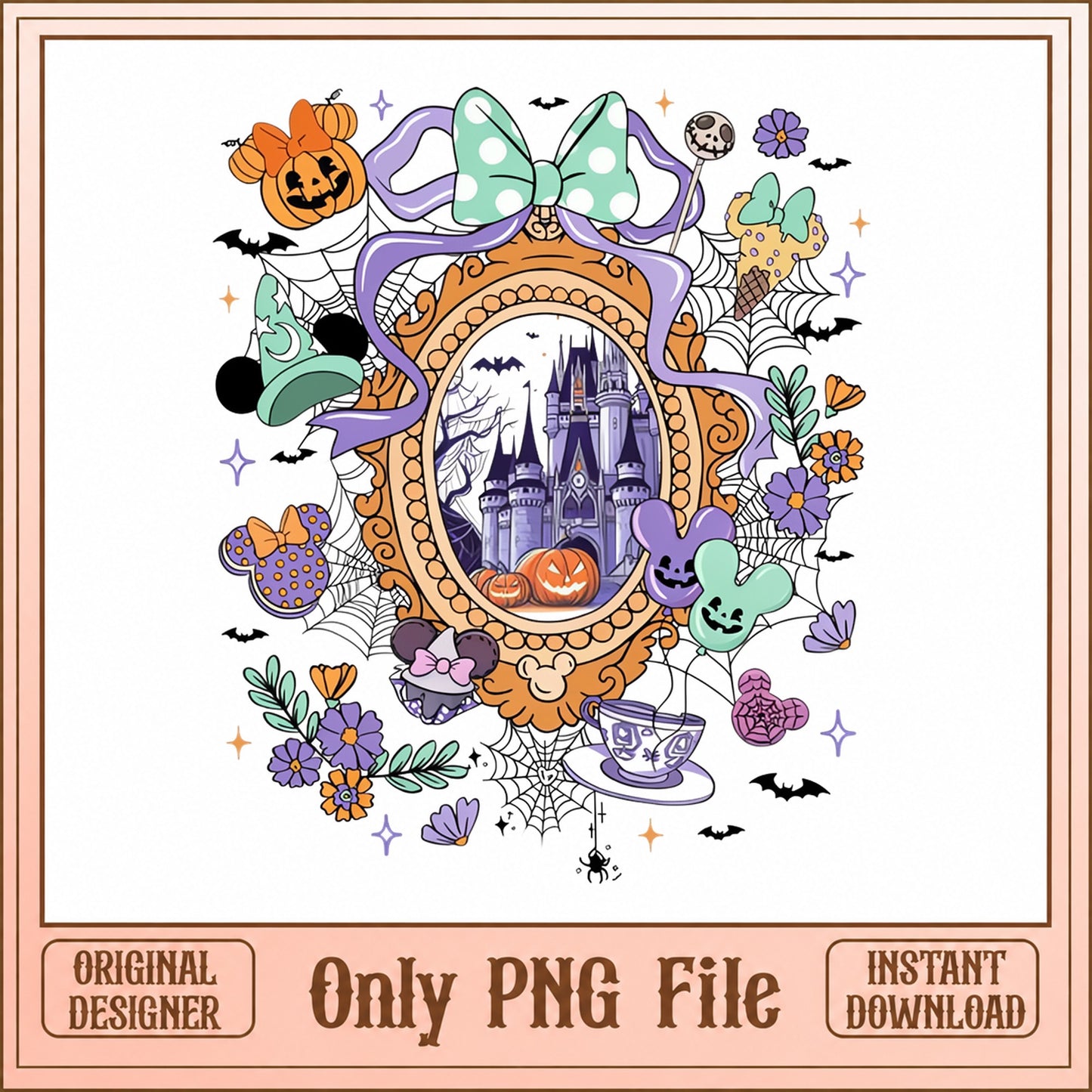 Disney Halloween Castle PNG, Mickey Mouse Ears, Spooky PNG