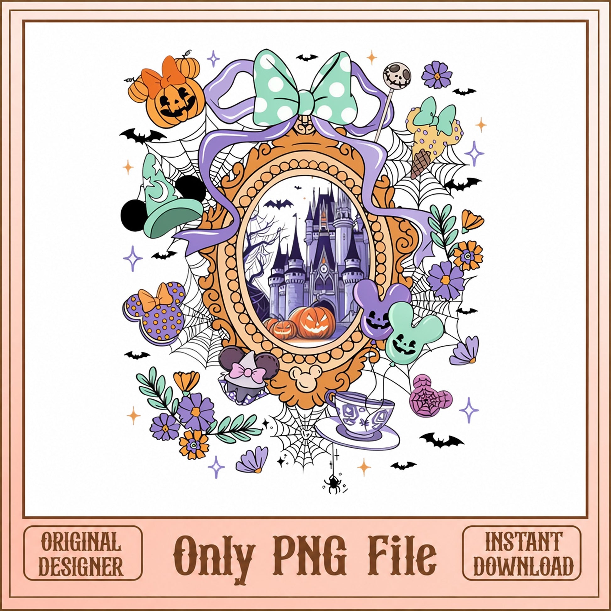 Disney Halloween Castle PNG, Mickey Mouse Ears, Spooky PNG