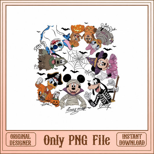 Disney Halloween Characters PNG, Mickey And Friends, Stitch PNG