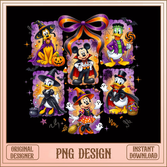 Disney Halloween Characters PNG, Mickey Minnie Halloween, Spooky Disney PNG