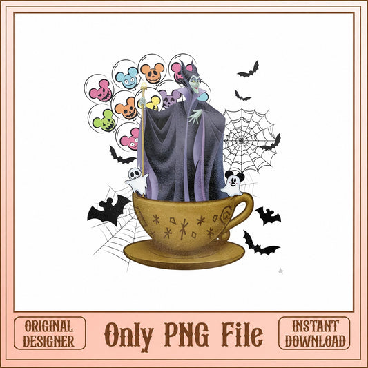Disney Halloween Mickey Mouse PNG, Villain Teacup Design, PNG