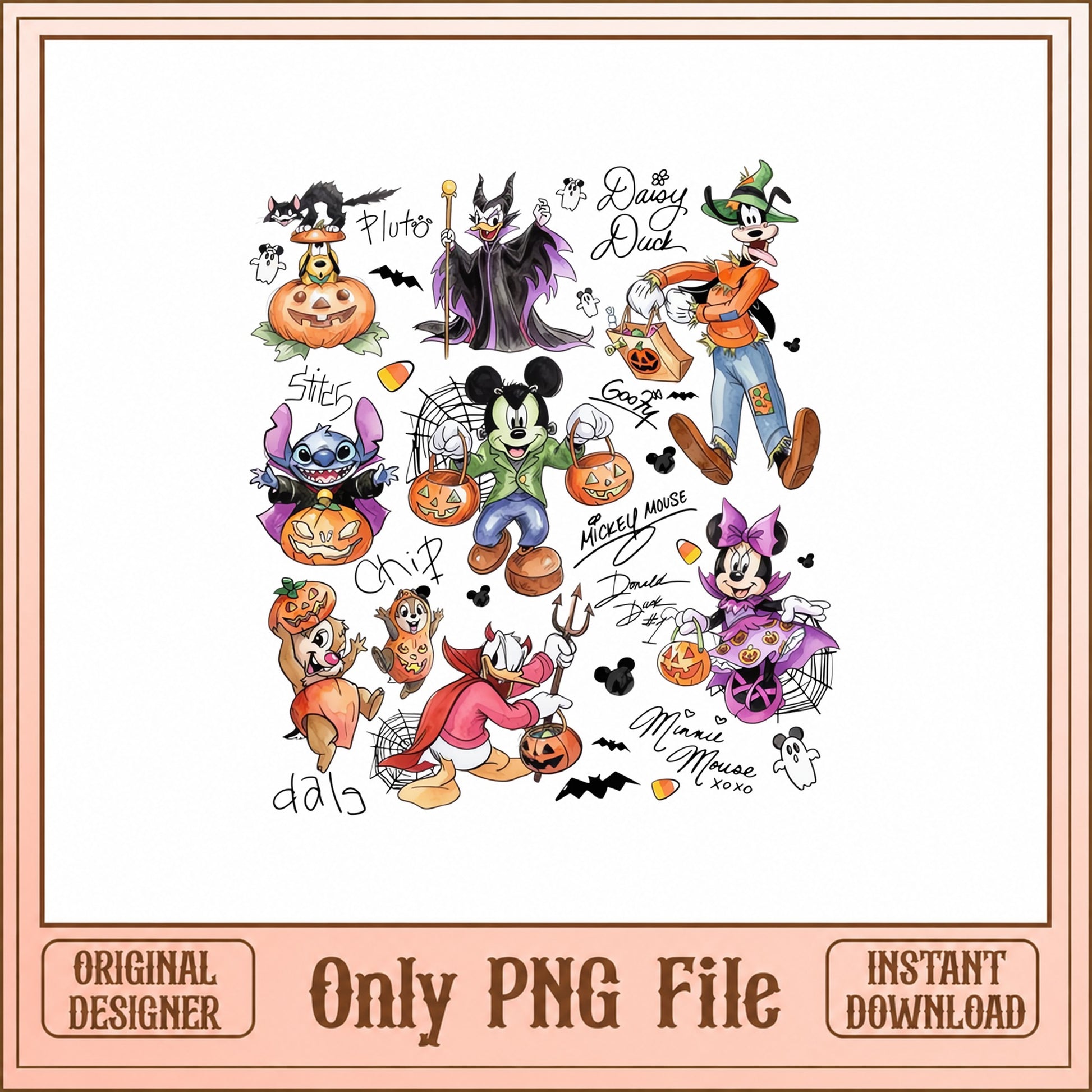 Disney Halloween PNG Bundle, Mickey And Friends, Stitch PNG