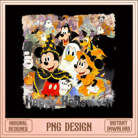 Disney Halloween PNG, Mickey And Friends Selfie, Happy Halloween PNG