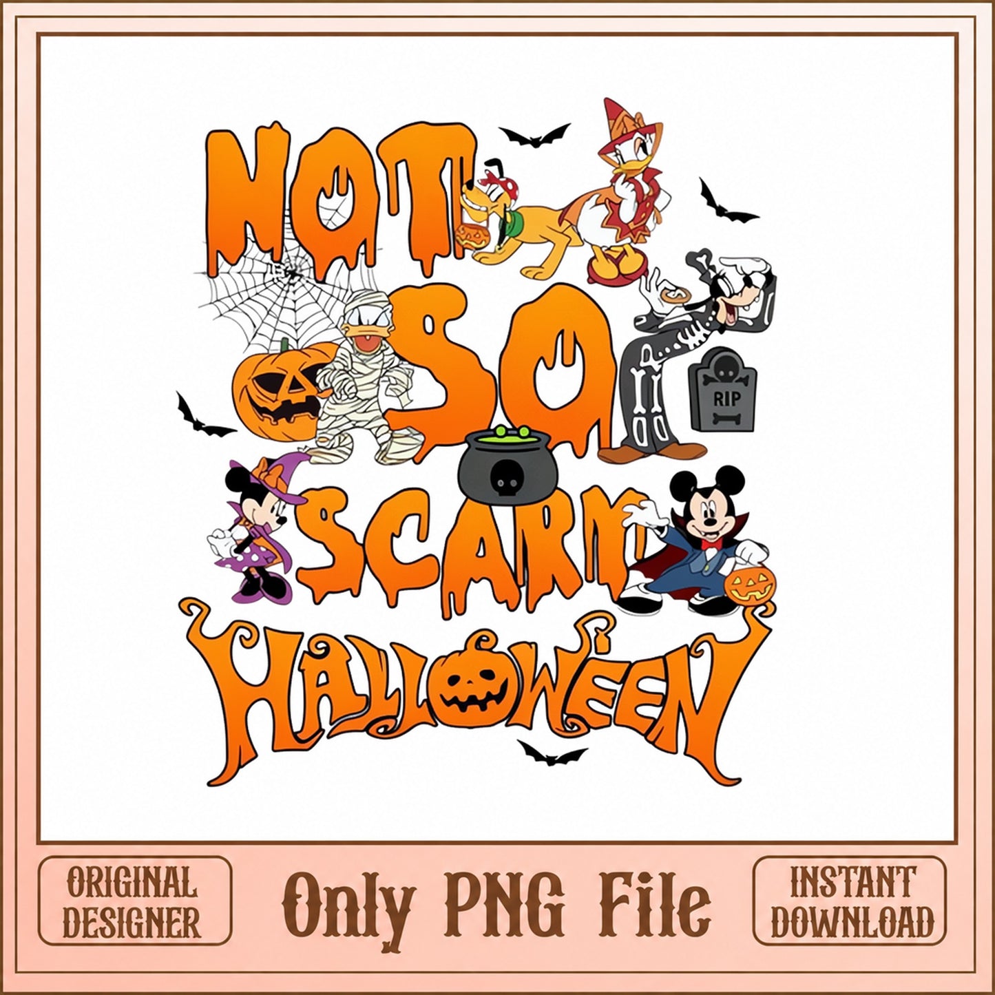 Disney Halloween PNG, Mickey Minnie Goofy, Not So Scary PNG