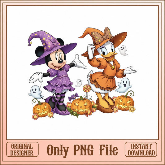 Disney Halloween PNG, Minnie And Donald Duck, Witch Costume PNG