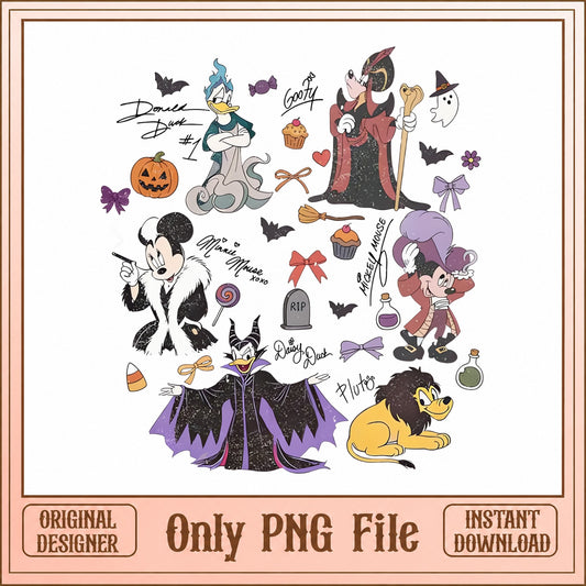 Disney Halloween SVG Bundle, Mickey Minnie Goofy, Donald Duck PNG