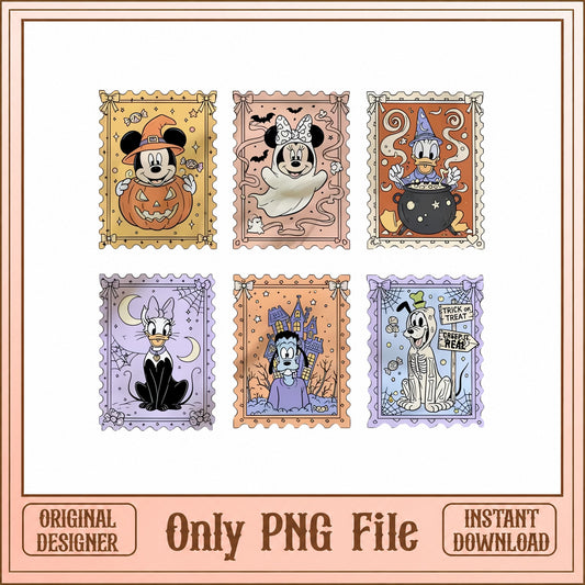 Disney Halloween Stamp Bundle, Mickey Minnie Donald Goofy, PNG