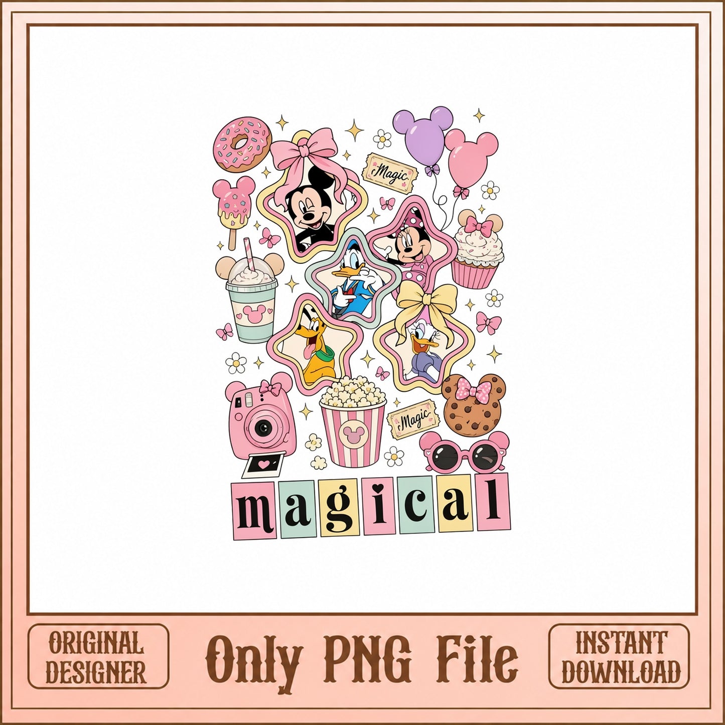 Disney Magical Snacks PNG Bundle, Mickey Minnie Donald, Cute PNG