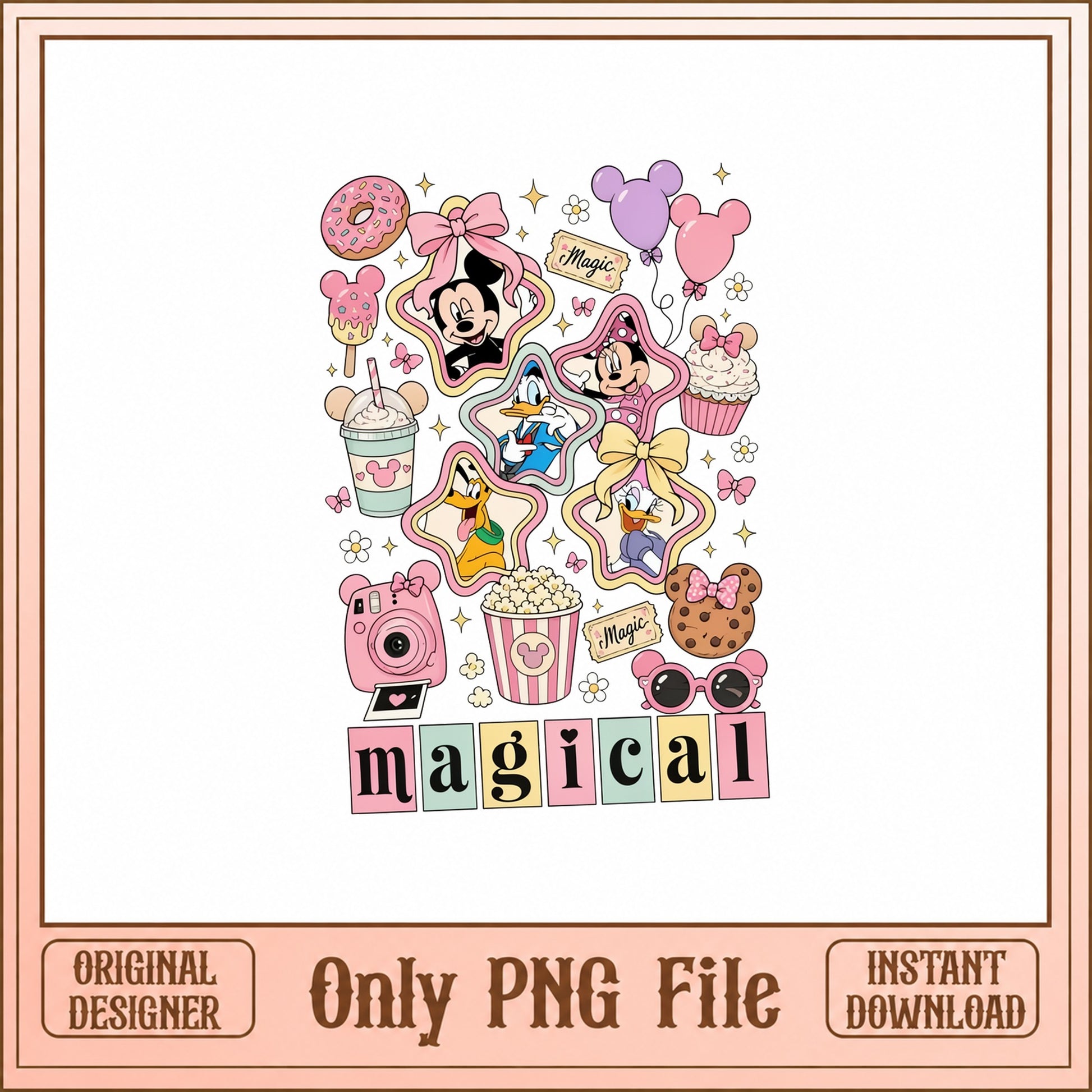 Disney Magical Snacks PNG Bundle, Mickey Minnie Donald, Cute PNG