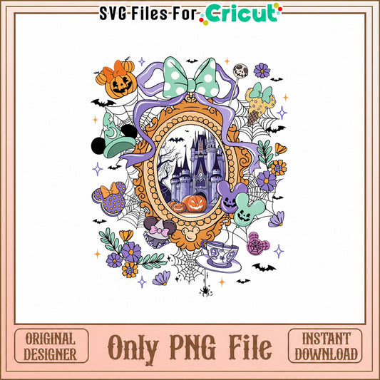 Disney Minnie Mouse Halloween Castle, Spooky Pumpkin Bats, PNG