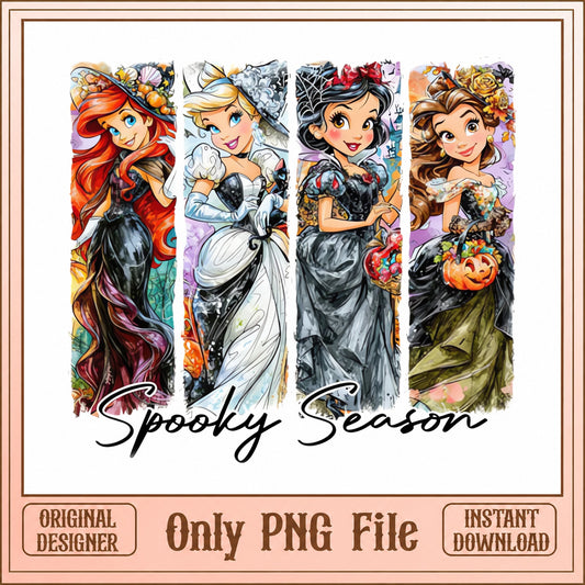 Disney Princess Halloween Bundle, Spooky Season PNG, Ariel Belle PNG