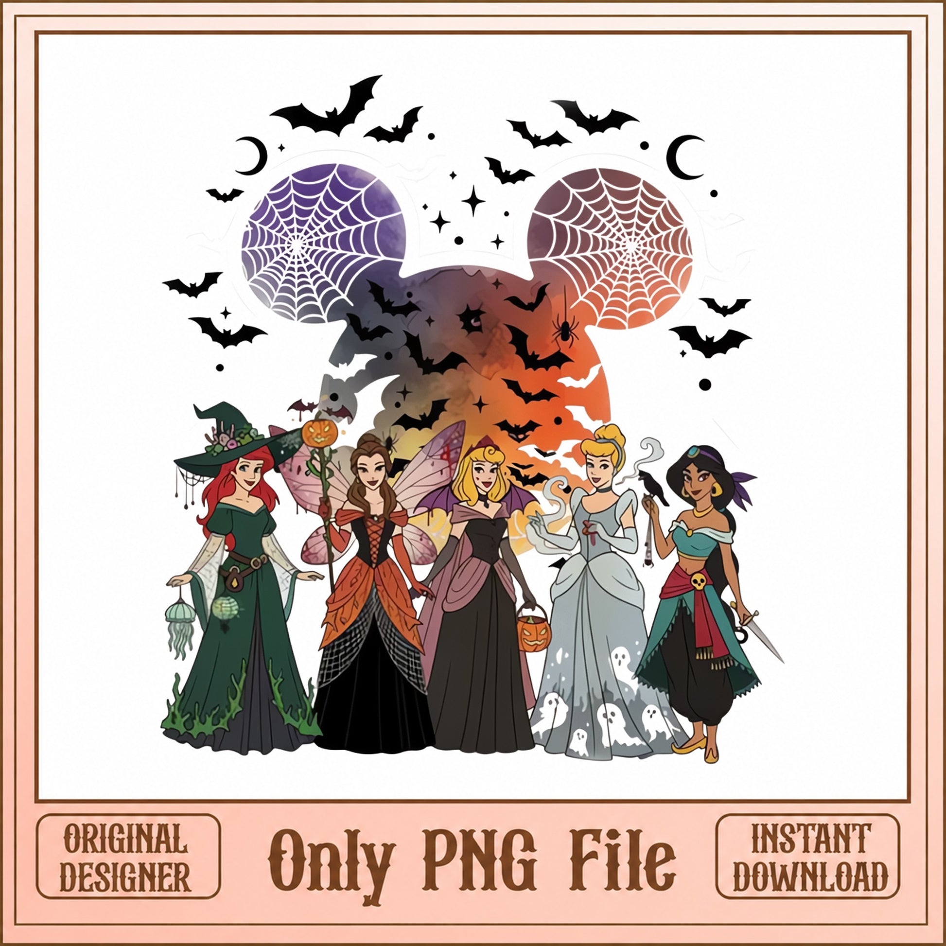 Disney Princess Halloween PNG, Mickey Ears Spiderweb, PNG File