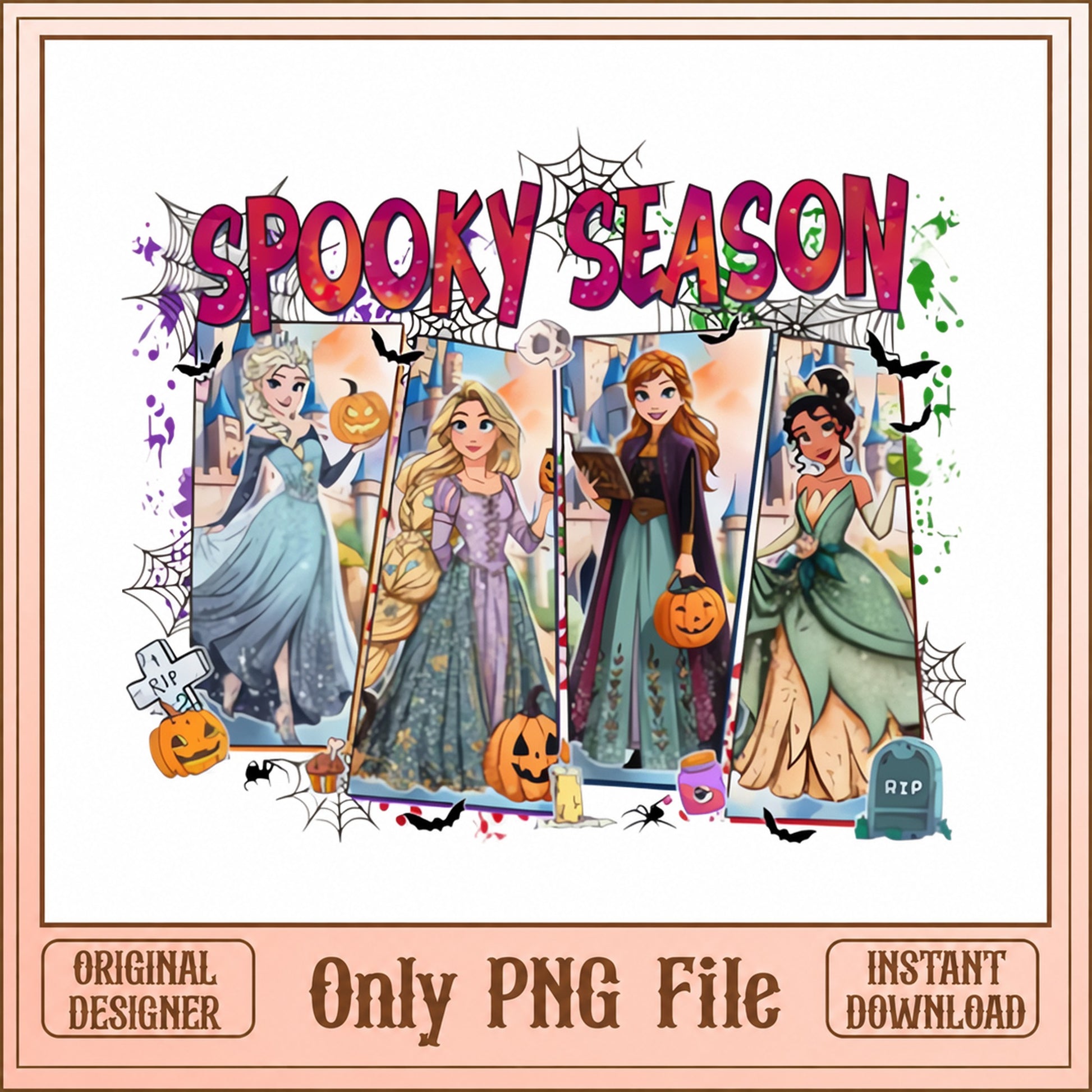 Disney Princess Halloween PNG, Spooky Season PNG, Elsa Anna PNG