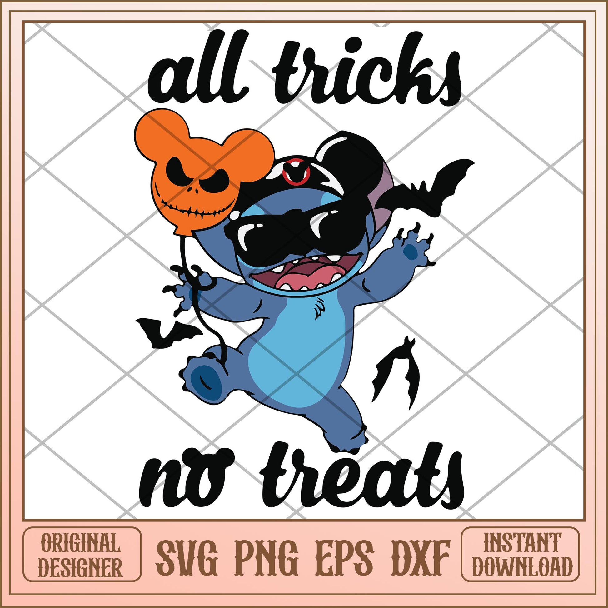 Disney Stitch Mickey Mouse All tricks no treats svg, Disney characters svg, Digital Download