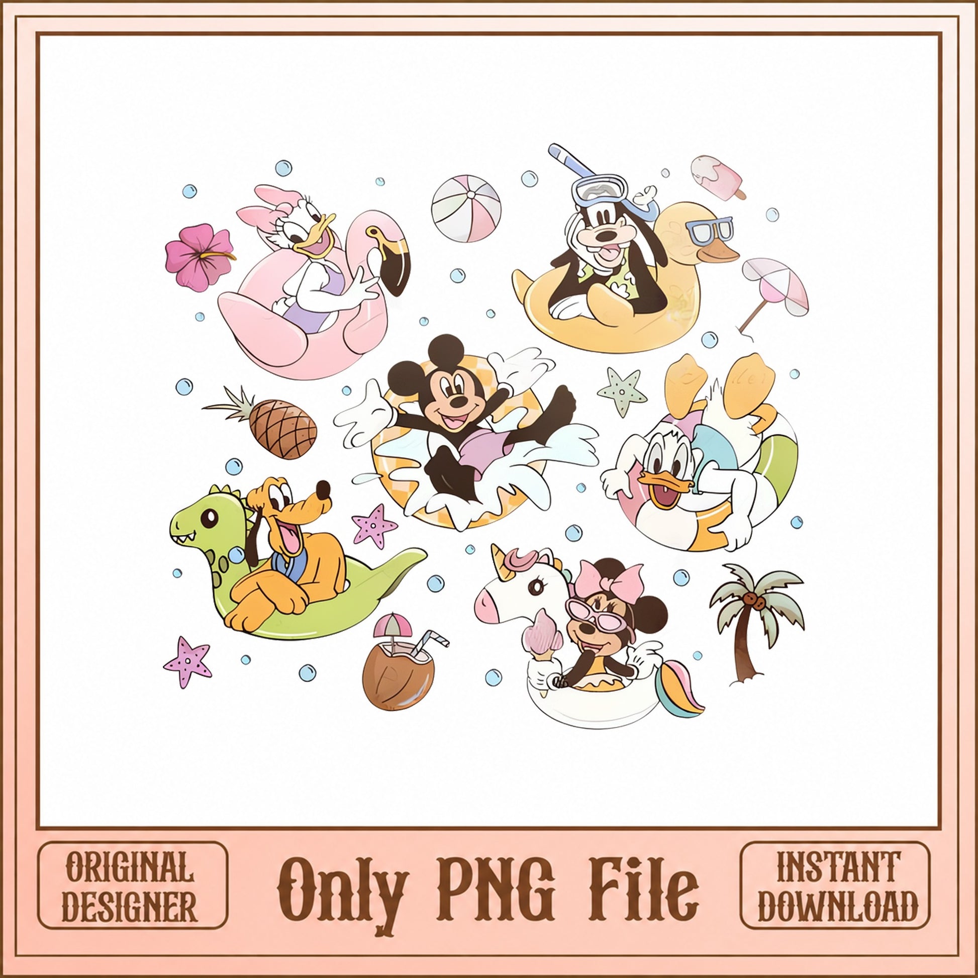 Disney Summer Vacation Bundle, Mickey And Friends, Beach PNG