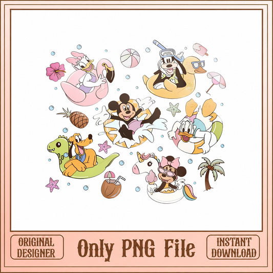 Disney Summer Vacation Bundle, Mickey And Friends, Beach PNG