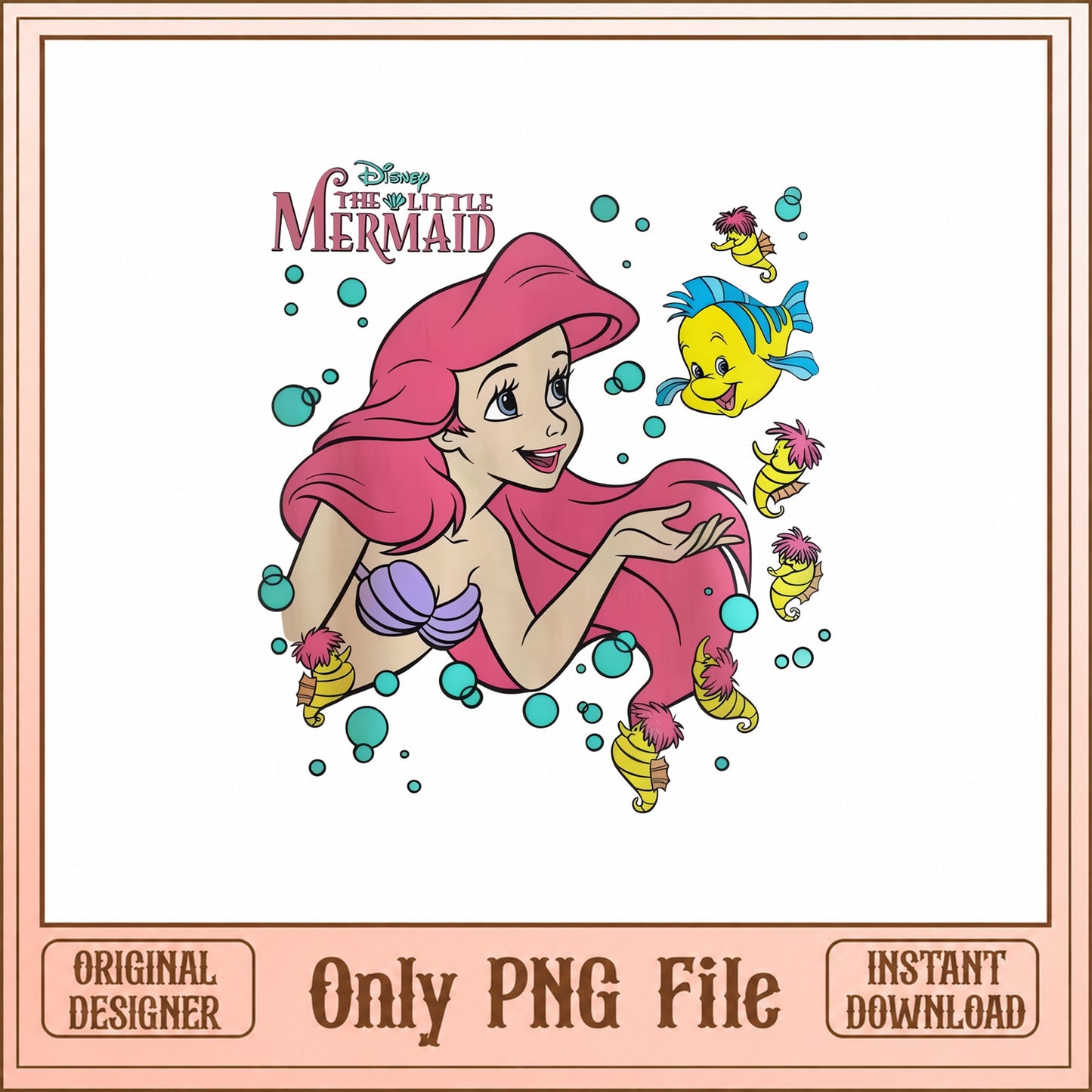 Disney The Little Mermaid PNG, Ariel Flounder PNG, Princess PNG