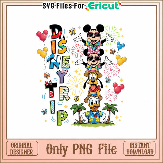 Disney Trip Mickey Mouse Goofy Donald, Summer Vacation PNG, Cricut PNG