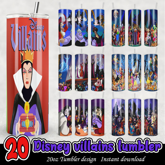 Disney Villains Tumbler Wrap Png, Disney 20oz tumbler bundle