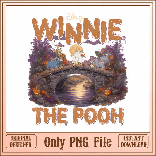 Disney Winnie The Pooh PNG, Halloween Bridge Scene, PNG File